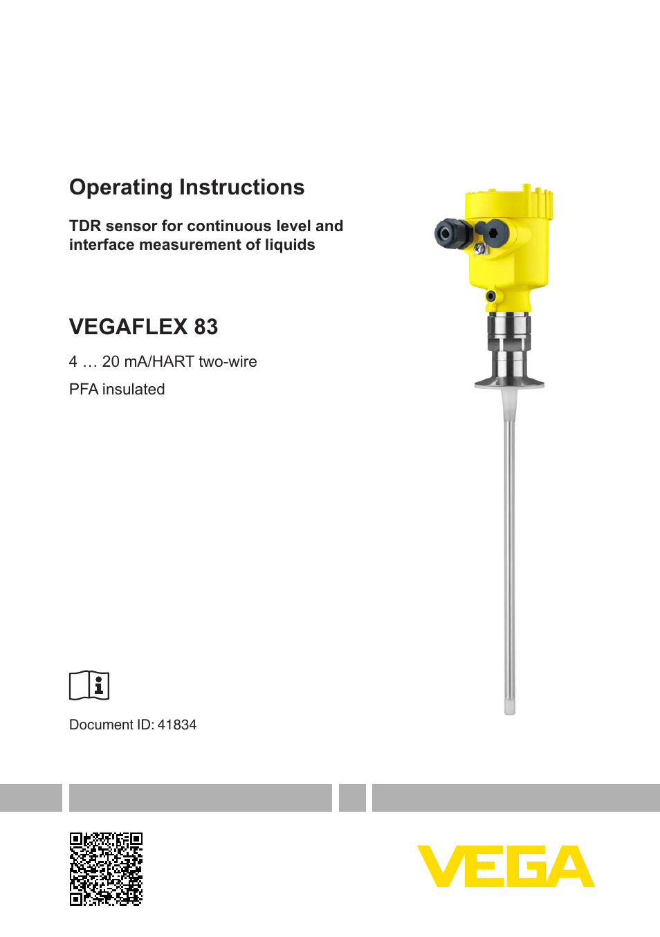 VEGA VEGAFLEX 83 4 … 20 mA_HART two-wire PFA insulated User Manual | 96 pages