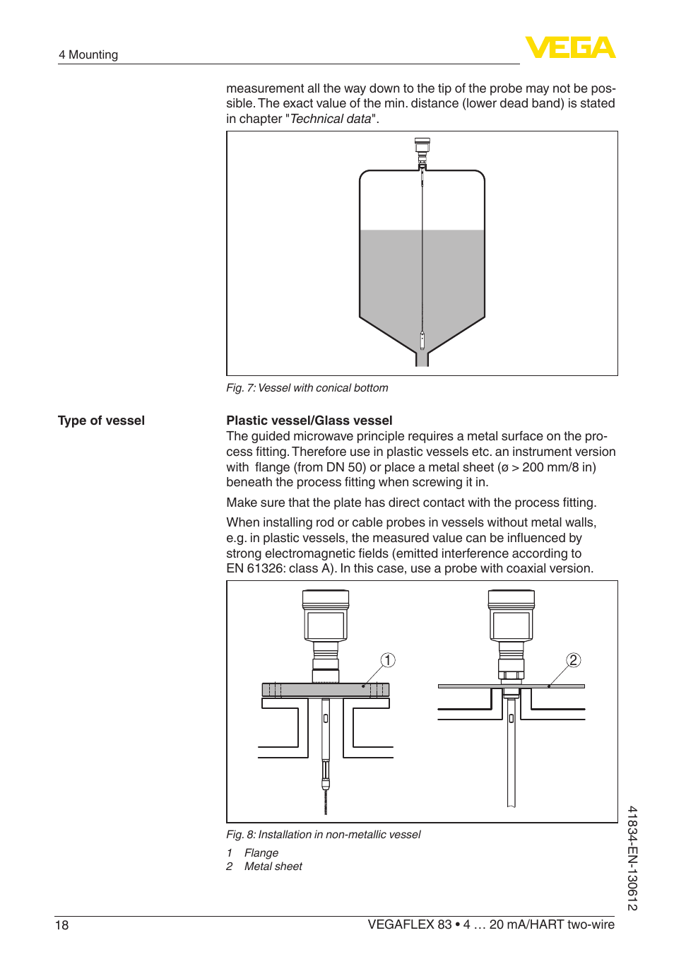 VEGA VEGAFLEX 83 4 … 20 mA_HART two-wire PFA insulated User Manual | Page 18 / 96