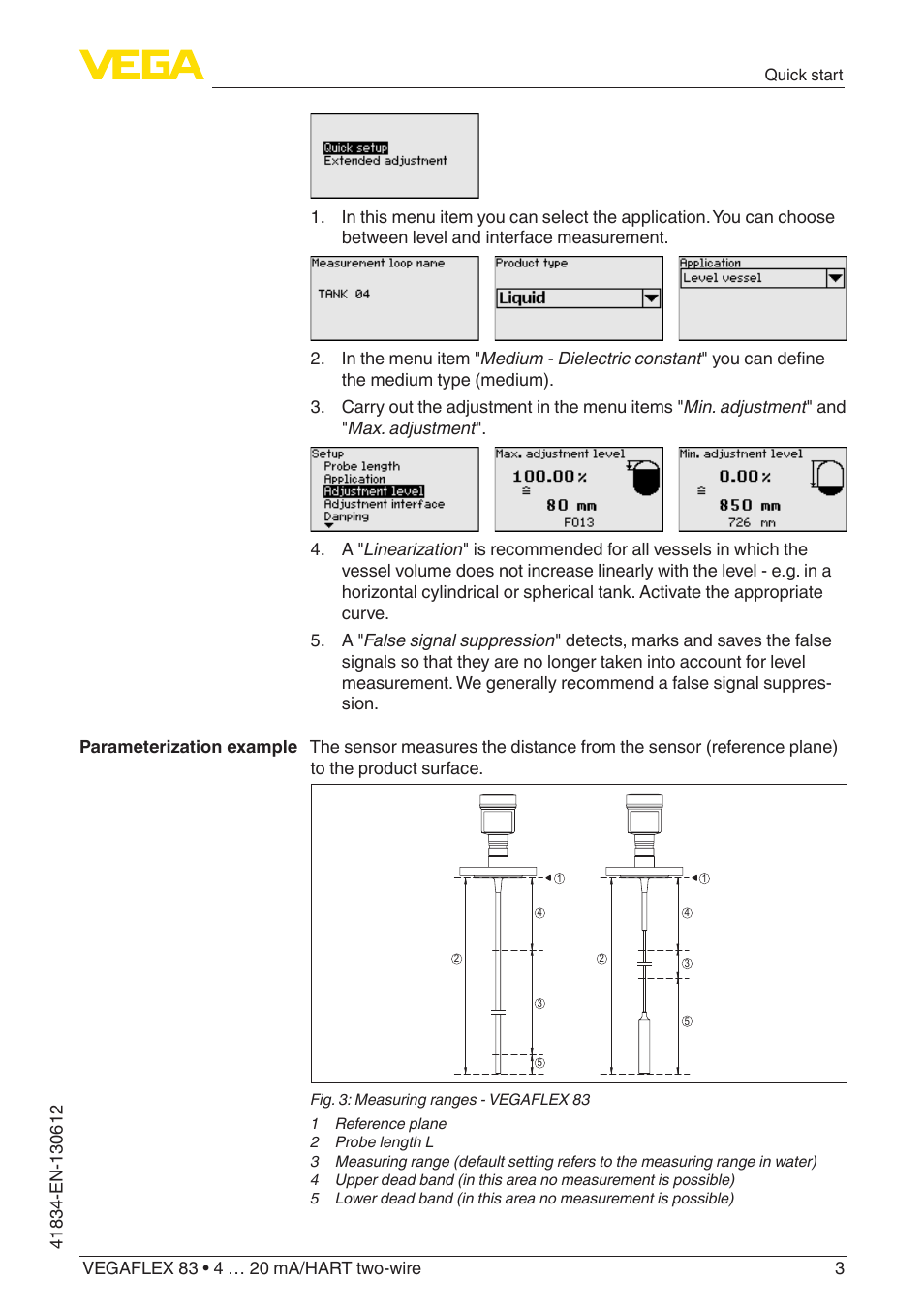 VEGA VEGAFLEX 83 4 … 20 mA_HART two-wire PFA insulated User Manual | Page 3 / 96