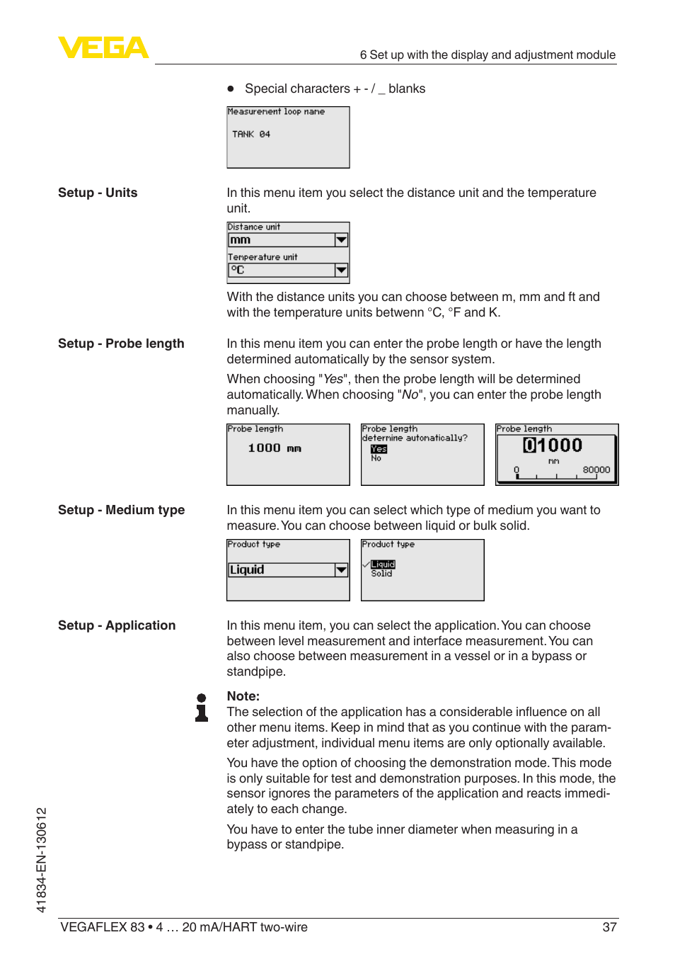 VEGA VEGAFLEX 83 4 … 20 mA_HART two-wire PFA insulated User Manual | Page 37 / 96