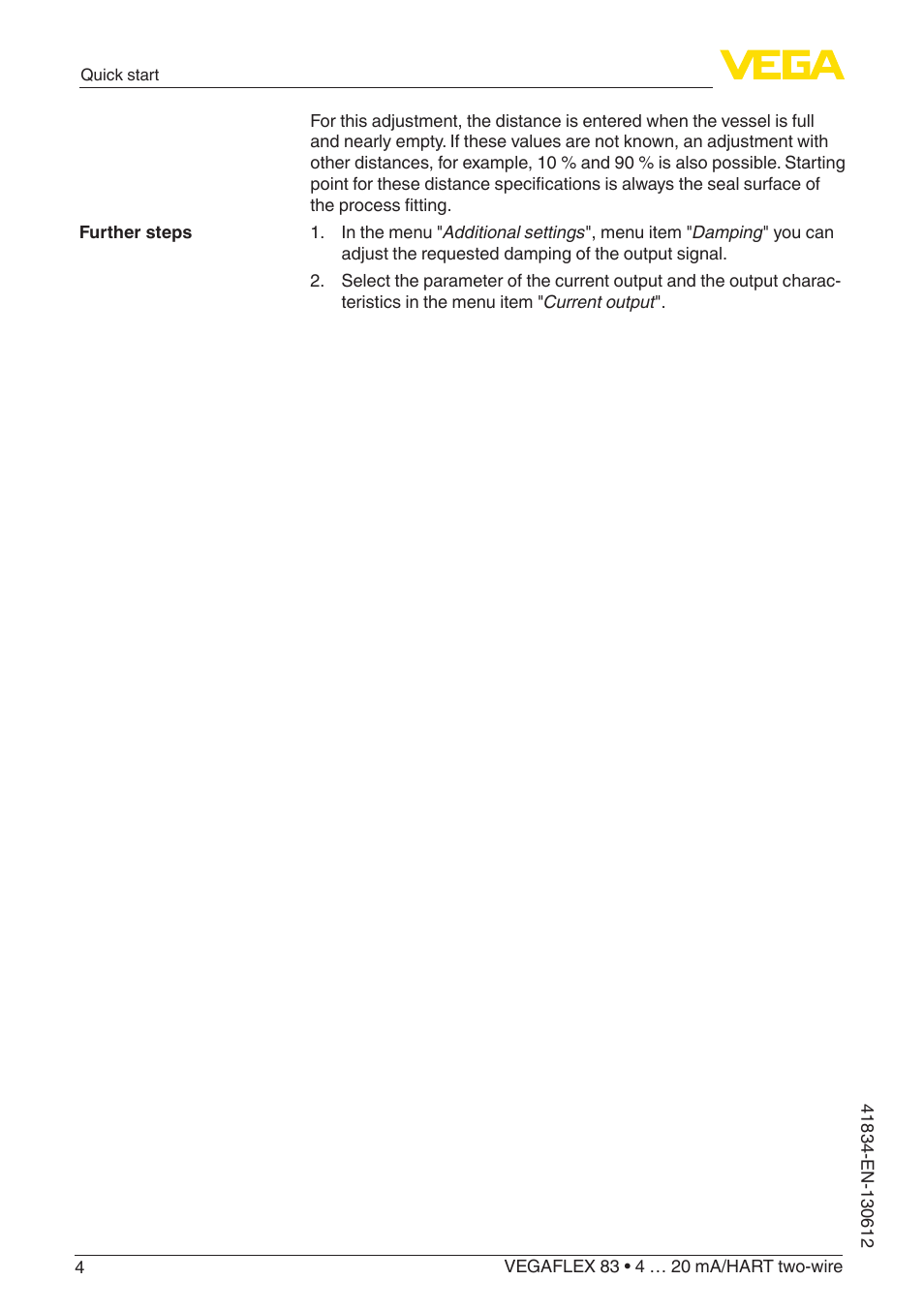 VEGA VEGAFLEX 83 4 … 20 mA_HART two-wire PFA insulated User Manual | Page 4 / 96