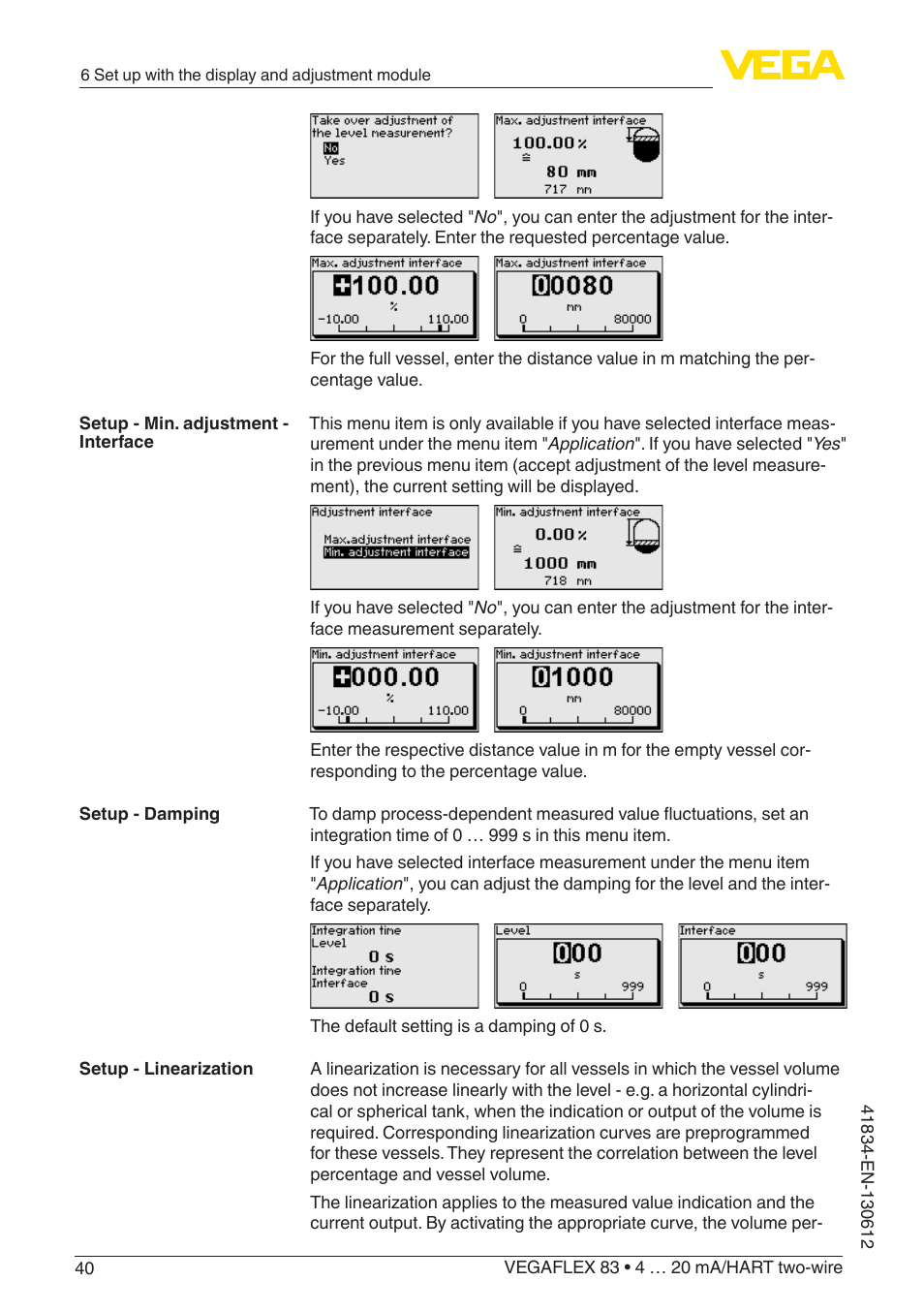 VEGA VEGAFLEX 83 4 … 20 mA_HART two-wire PFA insulated User Manual | Page 40 / 96