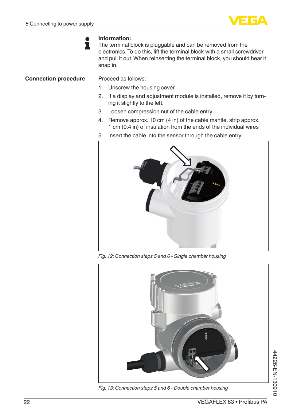 VEGA VEGAFLEX 83 Profibus PA PFA insulated User Manual | Page 22 / 96