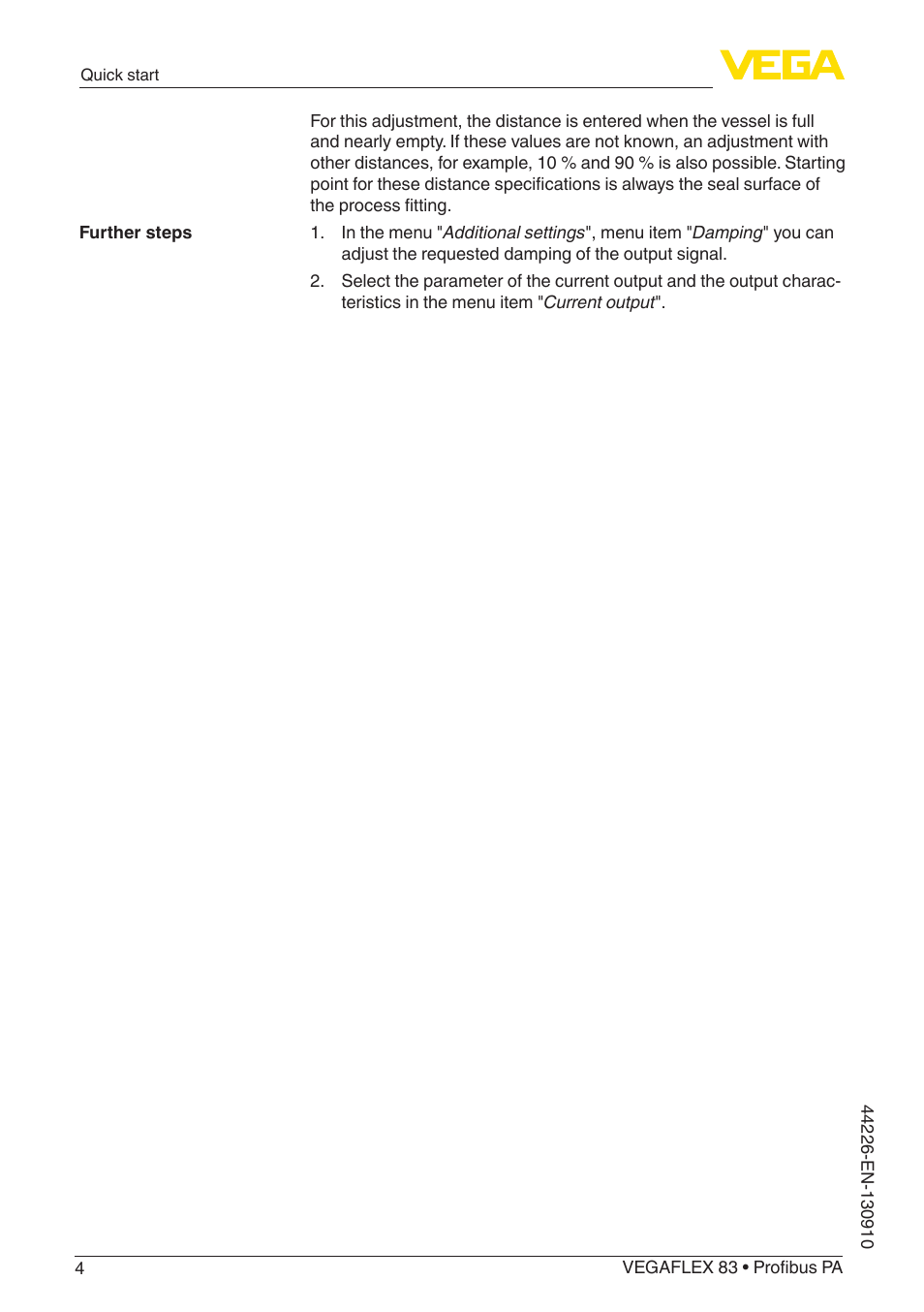 VEGA VEGAFLEX 83 Profibus PA PFA insulated User Manual | Page 4 / 96