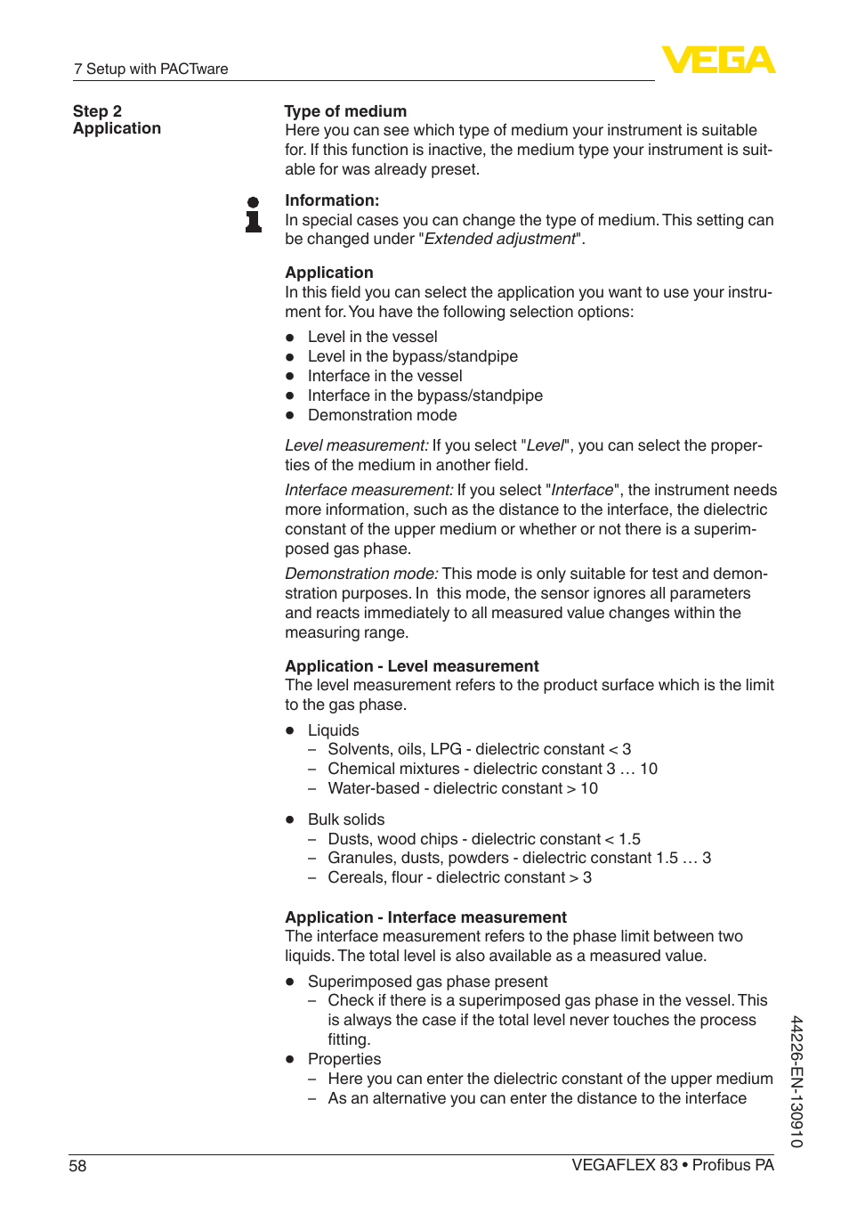 VEGA VEGAFLEX 83 Profibus PA PFA insulated User Manual | Page 58 / 96