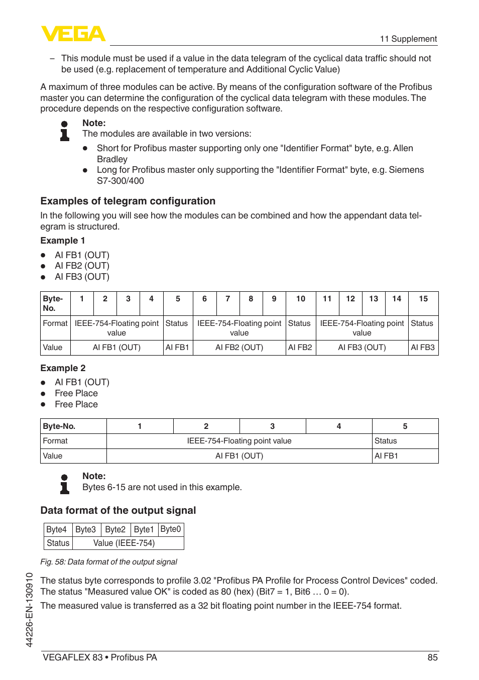 VEGA VEGAFLEX 83 Profibus PA PFA insulated User Manual | Page 85 / 96