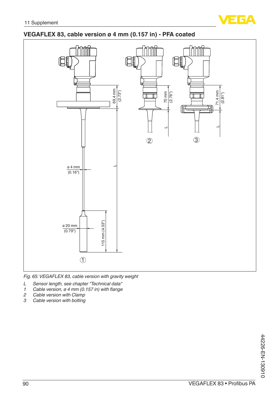 VEGA VEGAFLEX 83 Profibus PA PFA insulated User Manual | Page 90 / 96