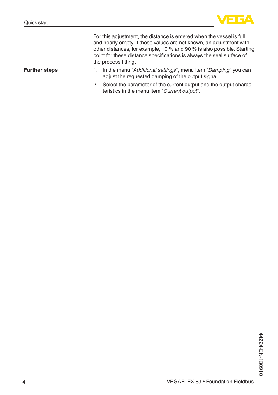 VEGA VEGAFLEX 83 Foundation Fieldbus Polished version User Manual | Page 4 / 96