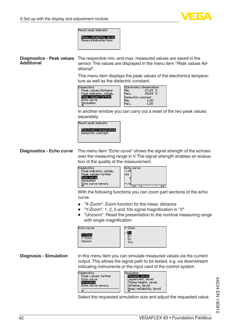 VEGA VEGAFLEX 83 Foundation Fieldbus Polished version User Manual | Page 42 / 96