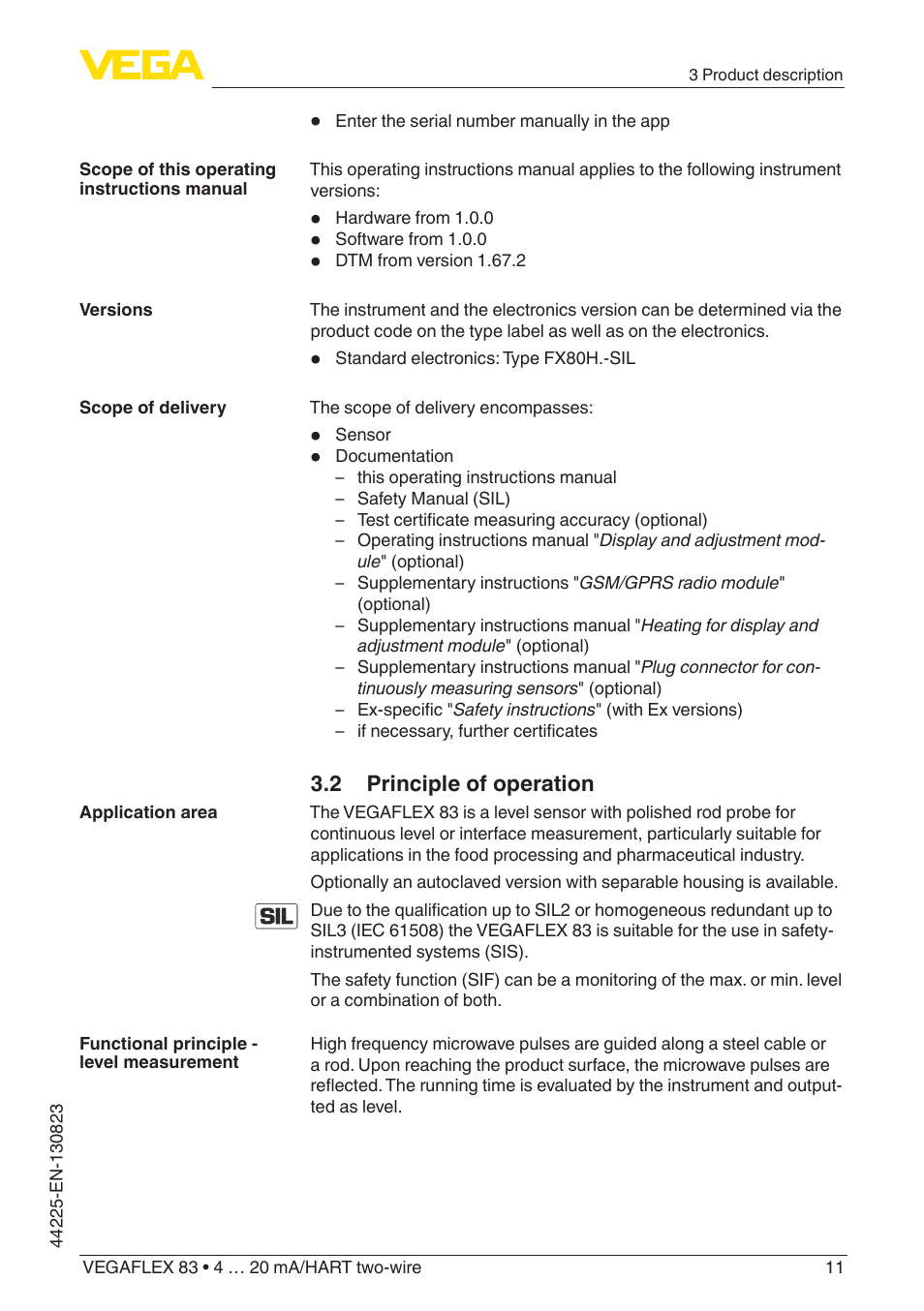 2 principle of operation | VEGA VEGAFLEX 83 4 … 20 mA_HART two-wire Rod probe - Polished version With SIL qualification User Manual | Page 11 / 92