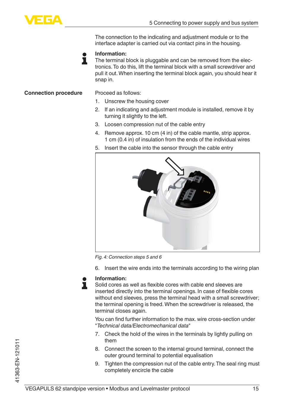 VEGA VEGAPULS 62 (≥ 2.0.0 - ≥ 4.0.0) standpipe ver. Modbus and Levelmaster protocol User Manual | Page 15 / 68