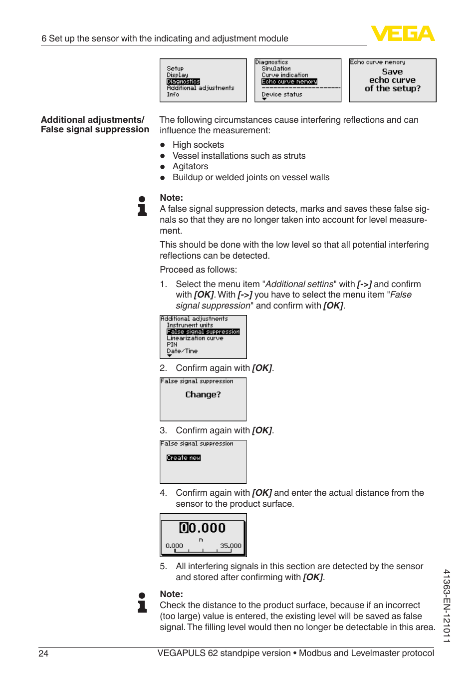 VEGA VEGAPULS 62 (≥ 2.0.0 - ≥ 4.0.0) standpipe ver. Modbus and Levelmaster protocol User Manual | Page 24 / 68