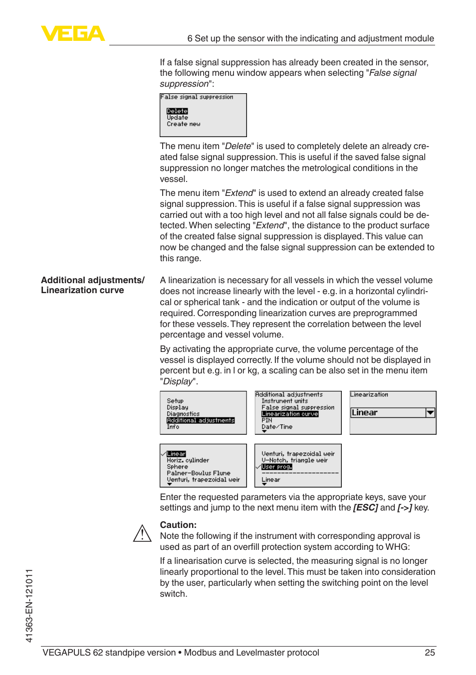 VEGA VEGAPULS 62 (≥ 2.0.0 - ≥ 4.0.0) standpipe ver. Modbus and Levelmaster protocol User Manual | Page 25 / 68