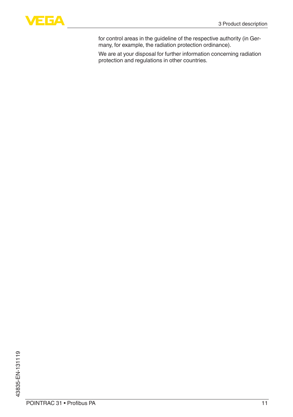 VEGA POINTRAC 31 Profibus PA User Manual | Page 11 / 64