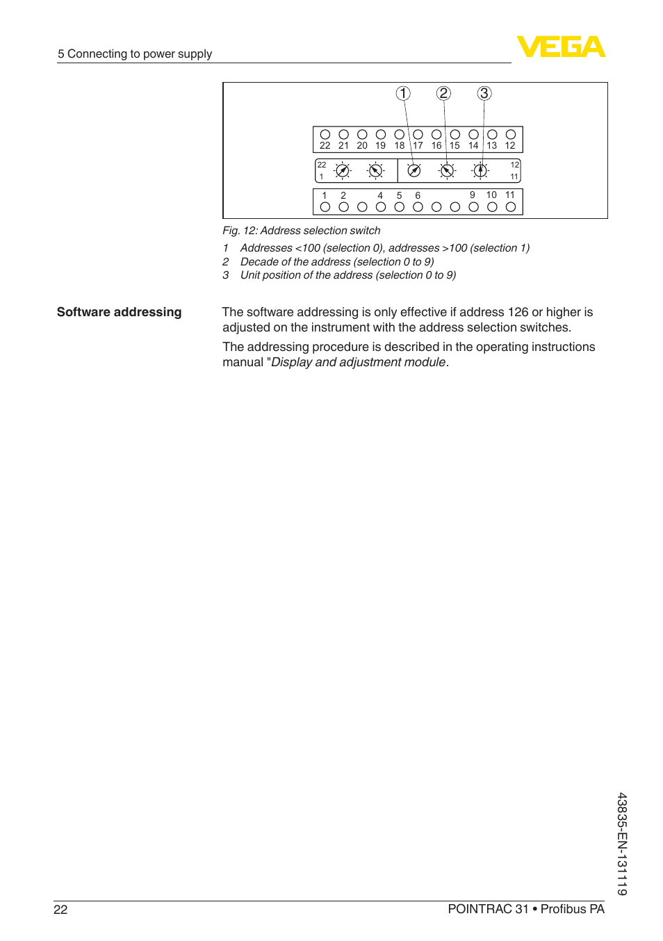 VEGA POINTRAC 31 Profibus PA User Manual | Page 22 / 64