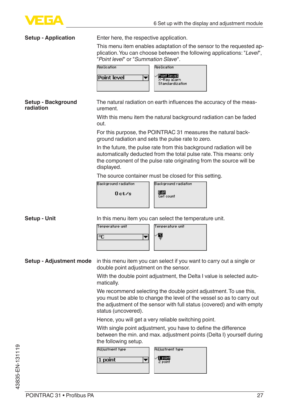 VEGA POINTRAC 31 Profibus PA User Manual | Page 27 / 64