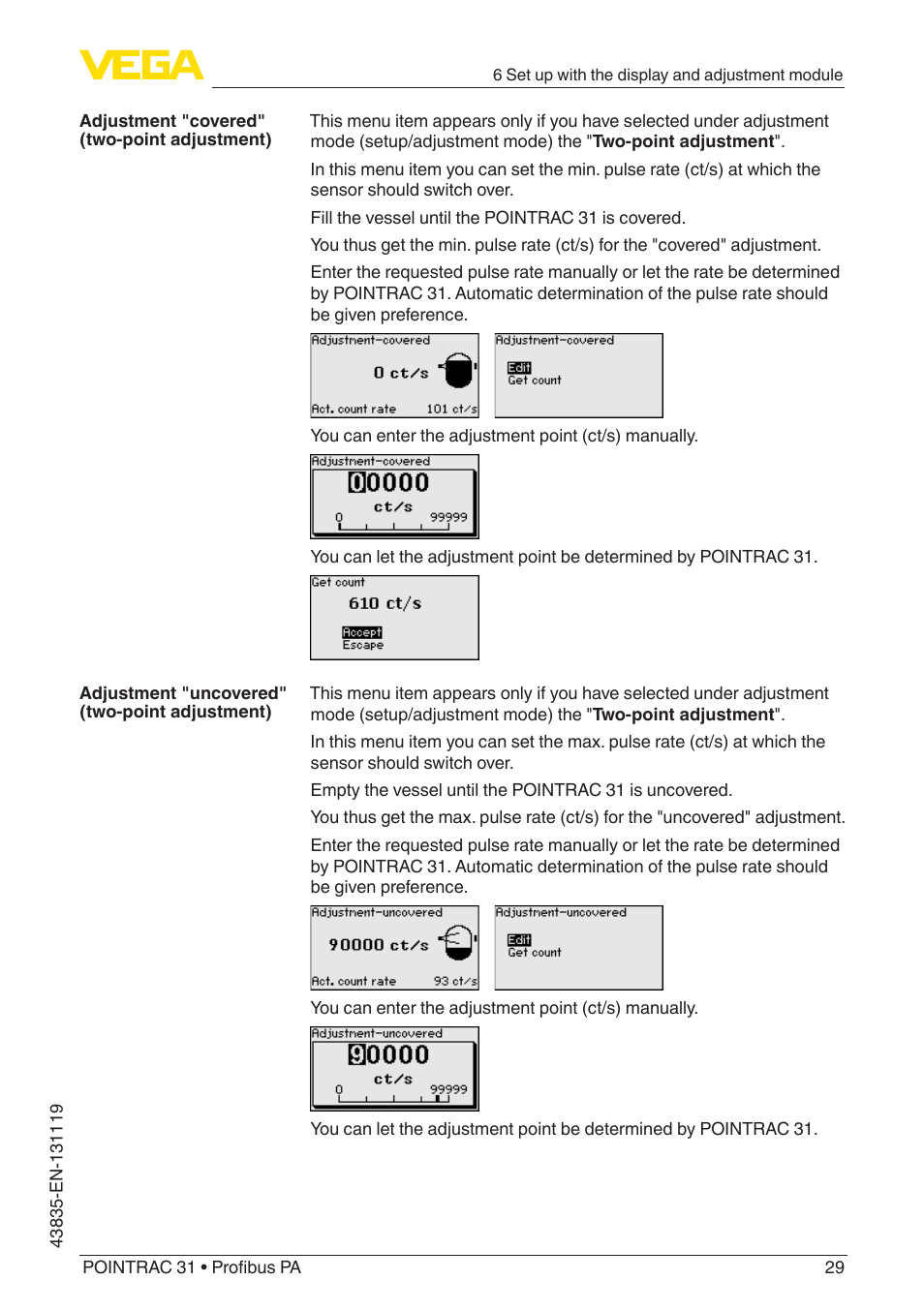 VEGA POINTRAC 31 Profibus PA User Manual | Page 29 / 64