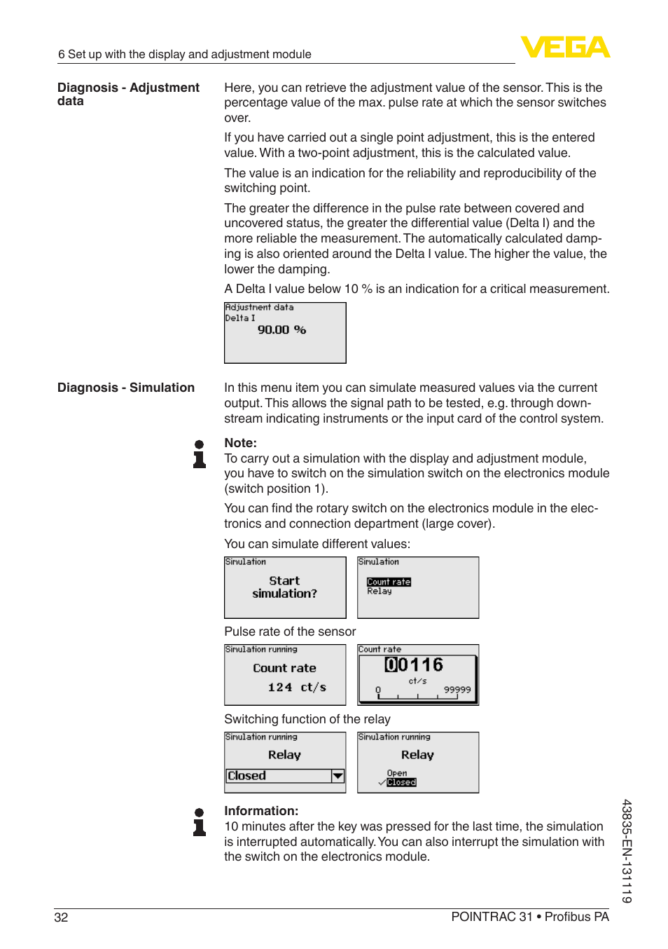 VEGA POINTRAC 31 Profibus PA User Manual | Page 32 / 64