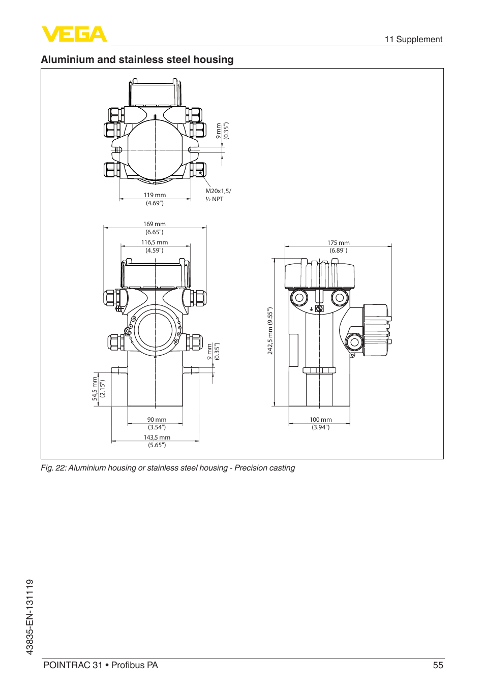 Aluminium and stainless steel housing | VEGA POINTRAC 31 Profibus PA User Manual | Page 55 / 64