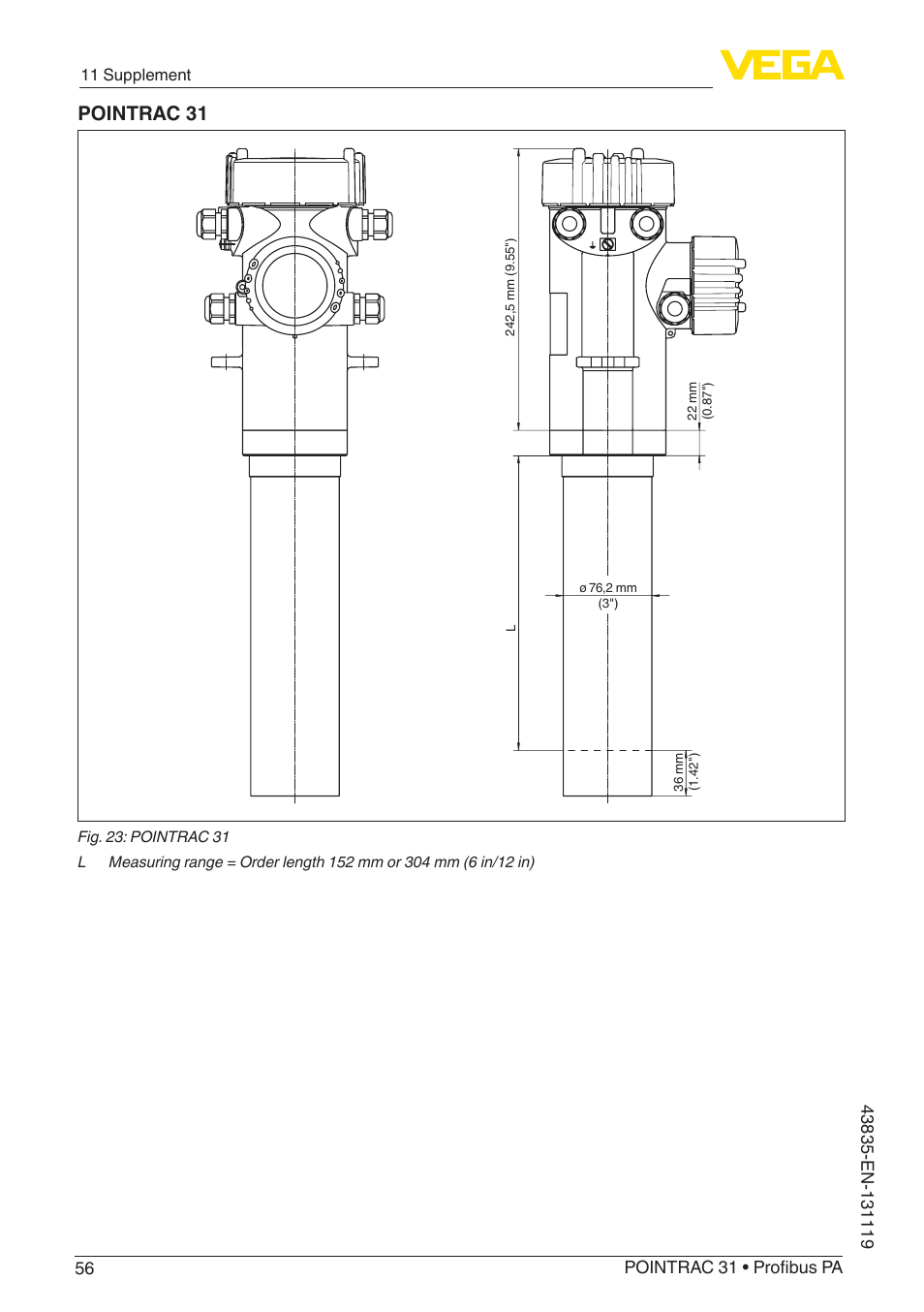 Pointrac 31 | VEGA POINTRAC 31 Profibus PA User Manual | Page 56 / 64