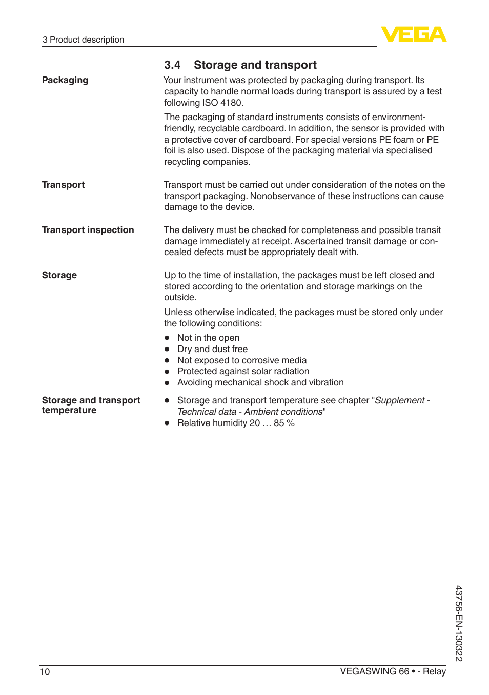 VEGA VEGASWING 66 - Relay User Manual | Page 10 / 36