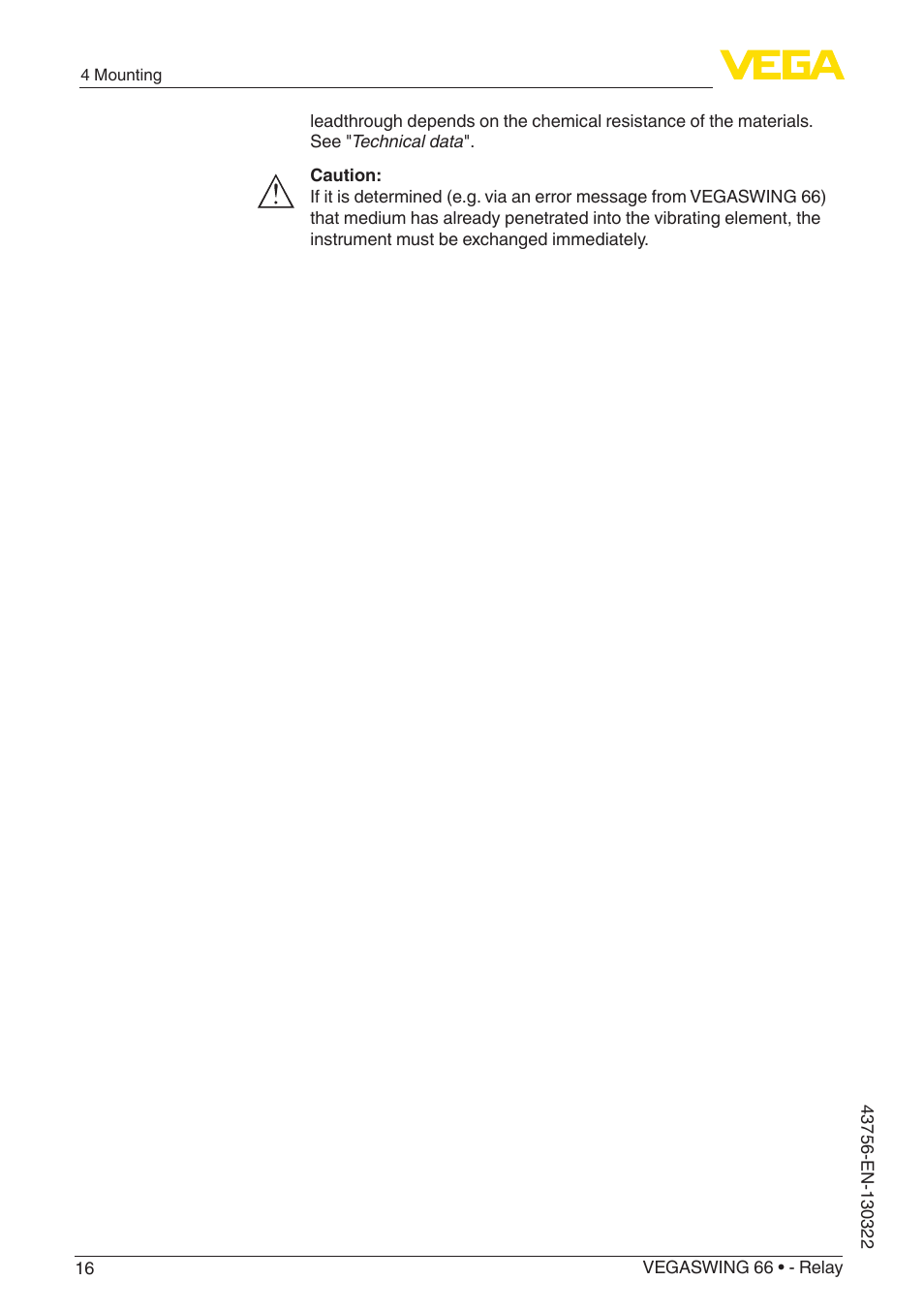 VEGA VEGASWING 66 - Relay User Manual | Page 16 / 36