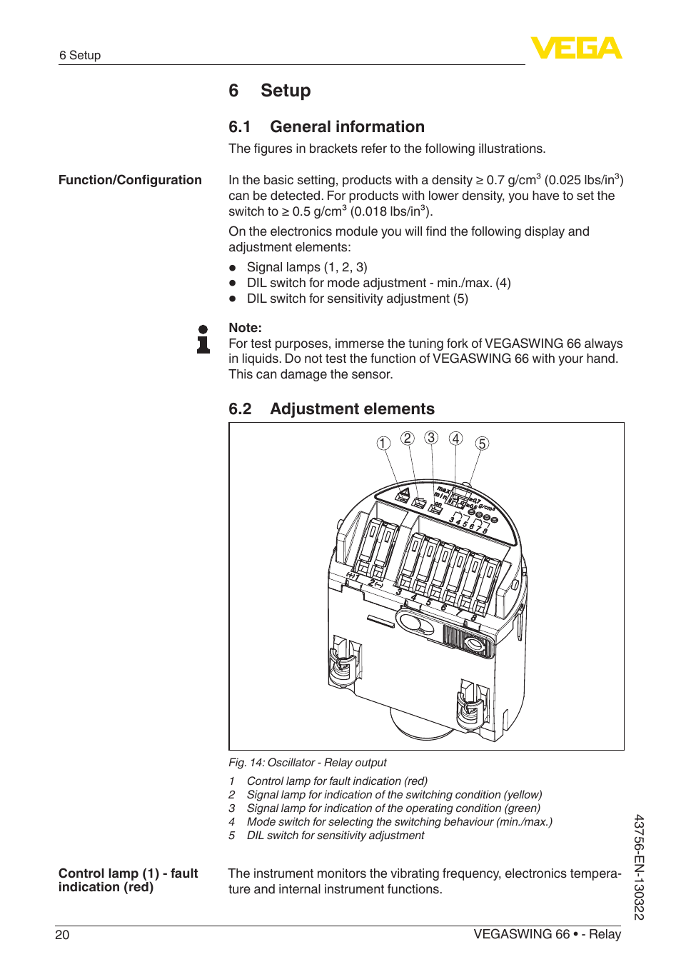 6 setup | VEGA VEGASWING 66 - Relay User Manual | Page 20 / 36