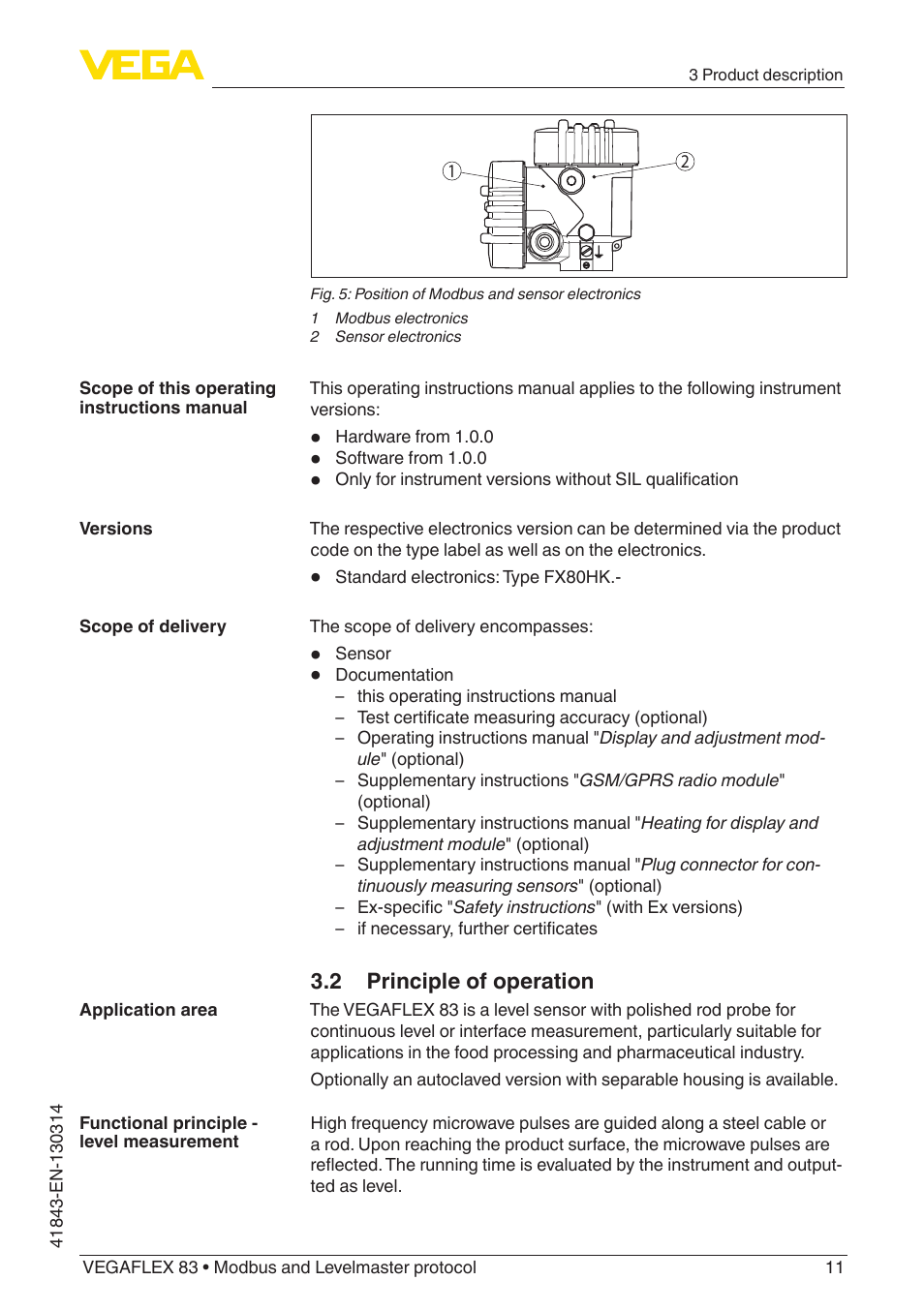 VEGA VEGAFLEX 83 Modbus and Levelmaster protocol Polished version User Manual | Page 11 / 96