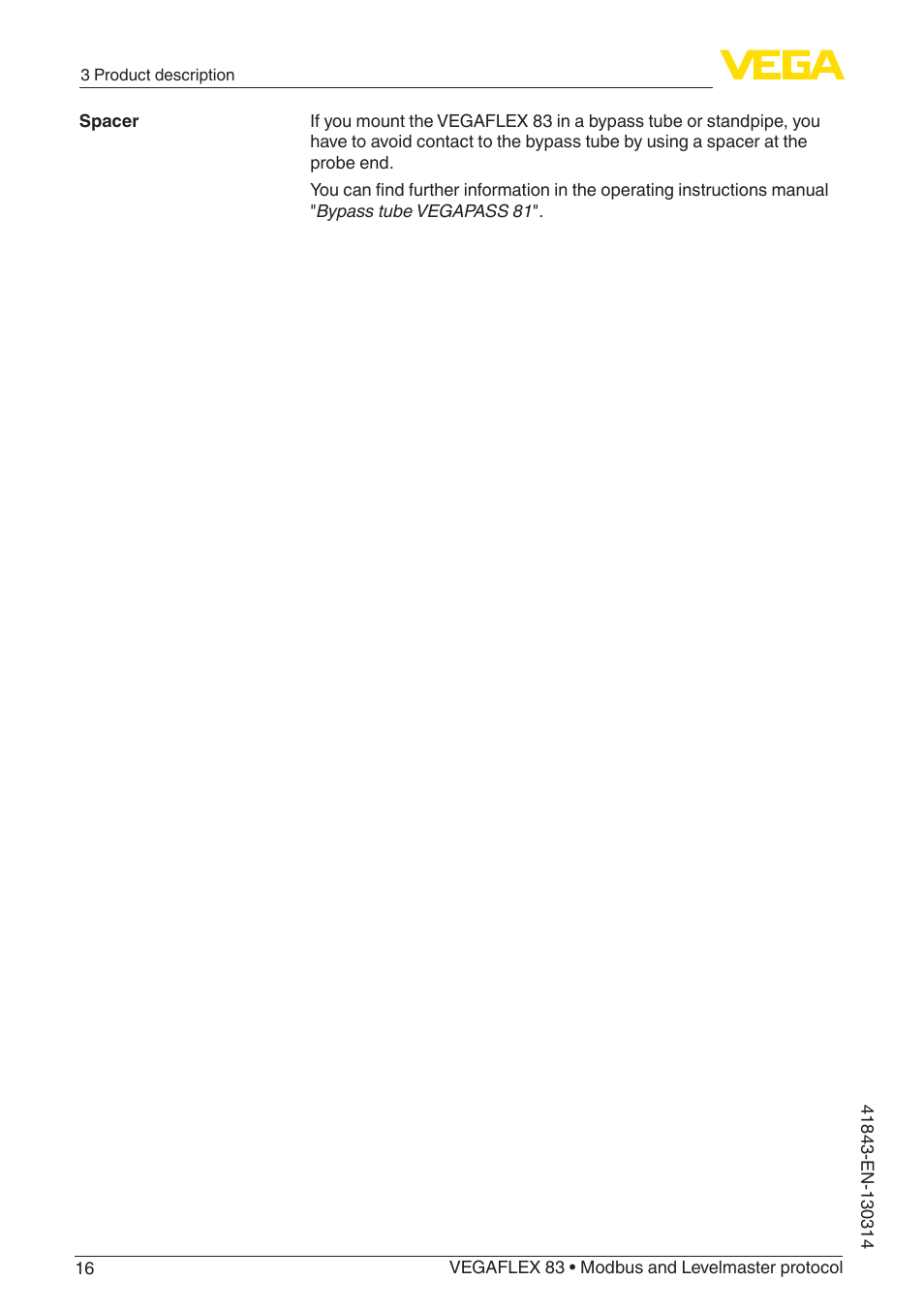 VEGA VEGAFLEX 83 Modbus and Levelmaster protocol Polished version User Manual | Page 16 / 96