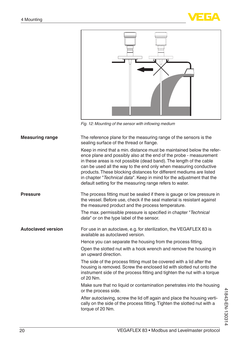 VEGA VEGAFLEX 83 Modbus and Levelmaster protocol Polished version User Manual | Page 20 / 96