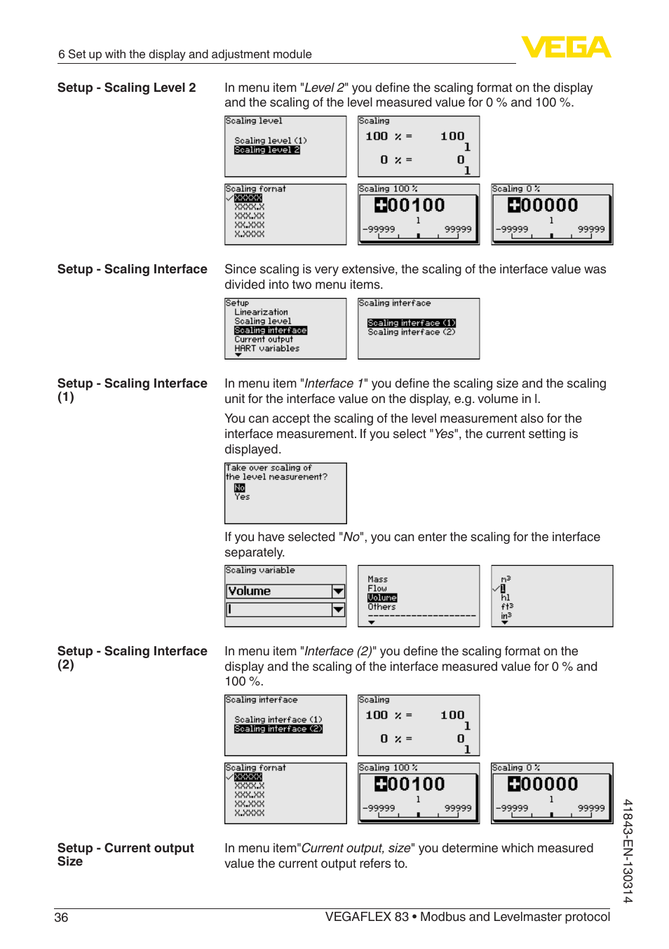 VEGA VEGAFLEX 83 Modbus and Levelmaster protocol Polished version User Manual | Page 36 / 96