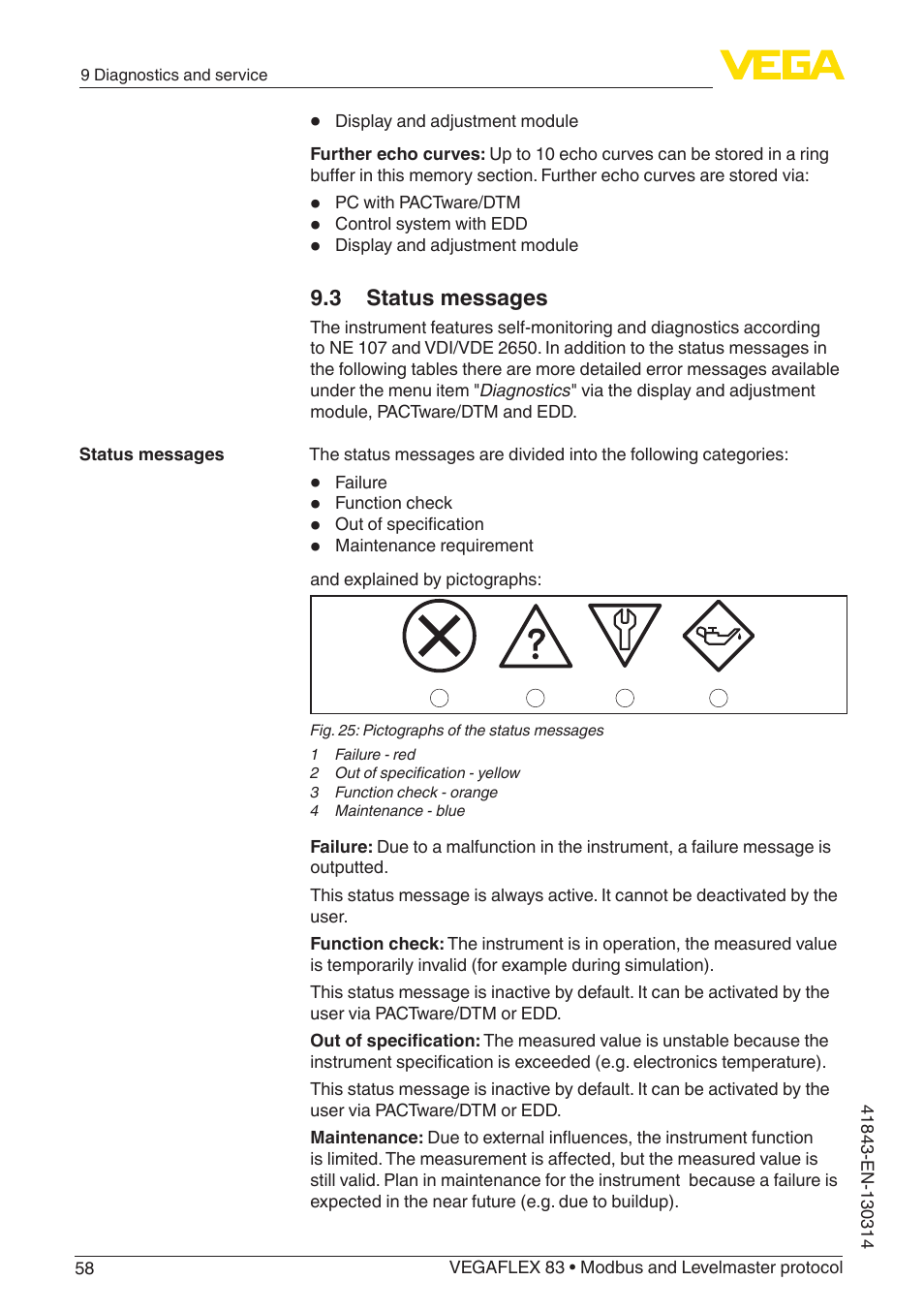 VEGA VEGAFLEX 83 Modbus and Levelmaster protocol Polished version User Manual | Page 58 / 96