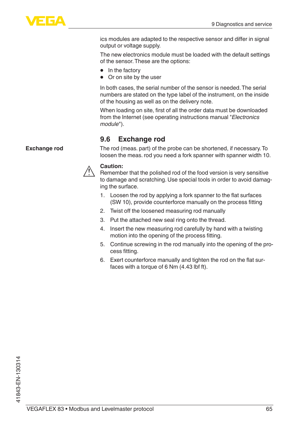 VEGA VEGAFLEX 83 Modbus and Levelmaster protocol Polished version User Manual | Page 65 / 96