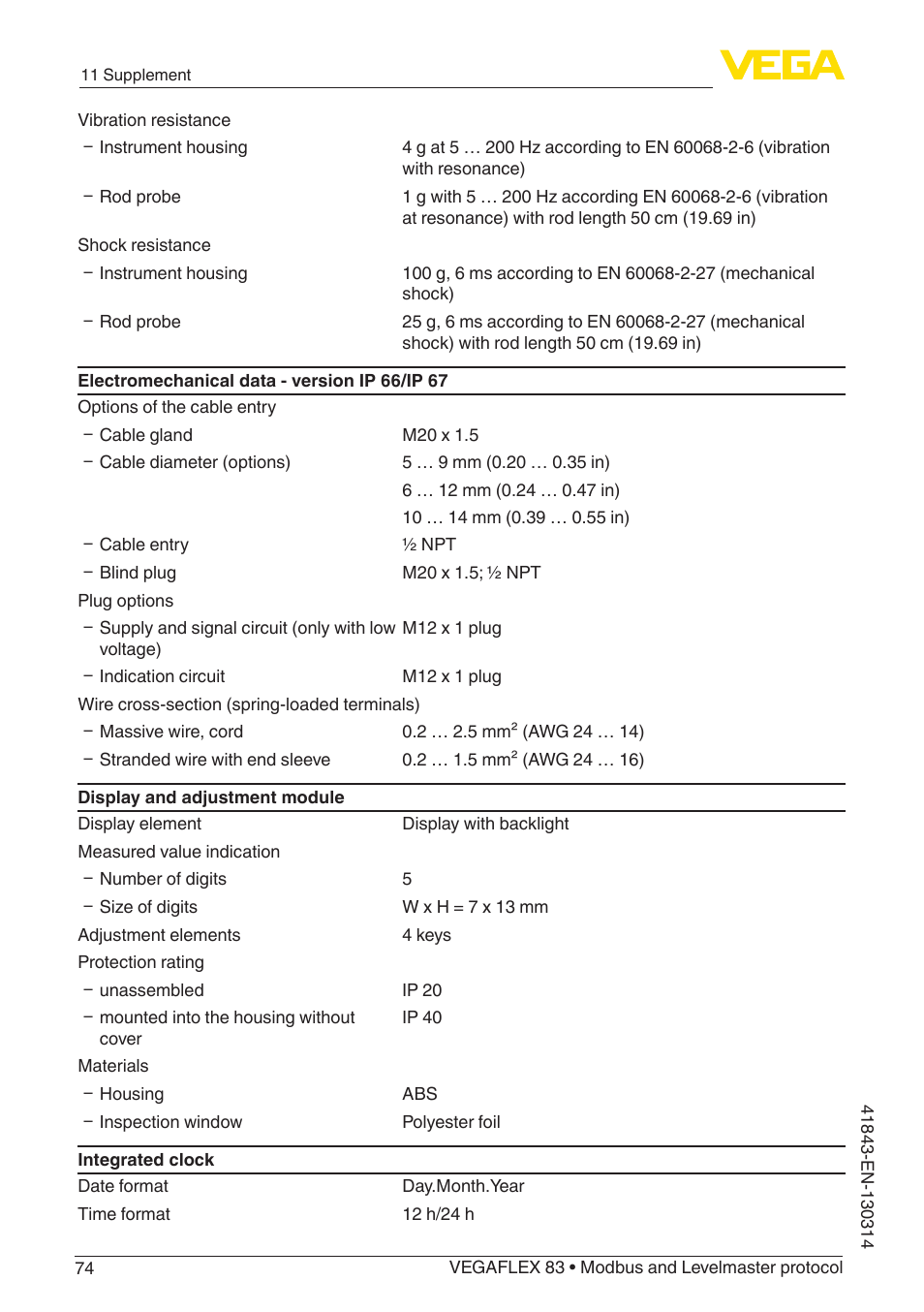 VEGA VEGAFLEX 83 Modbus and Levelmaster protocol Polished version User Manual | Page 74 / 96