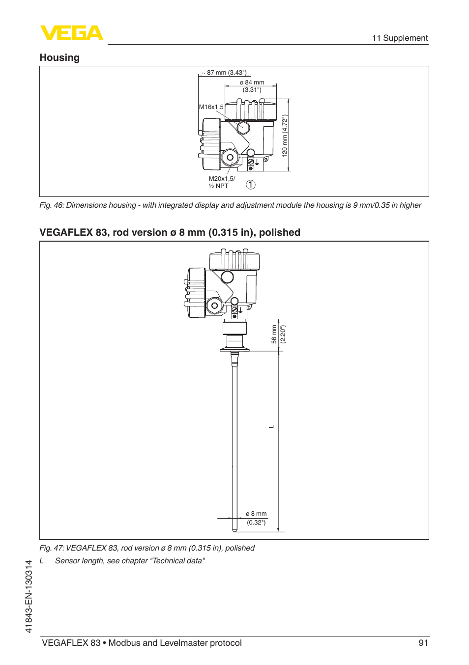 Housing | VEGA VEGAFLEX 83 Modbus and Levelmaster protocol Polished version User Manual | Page 91 / 96