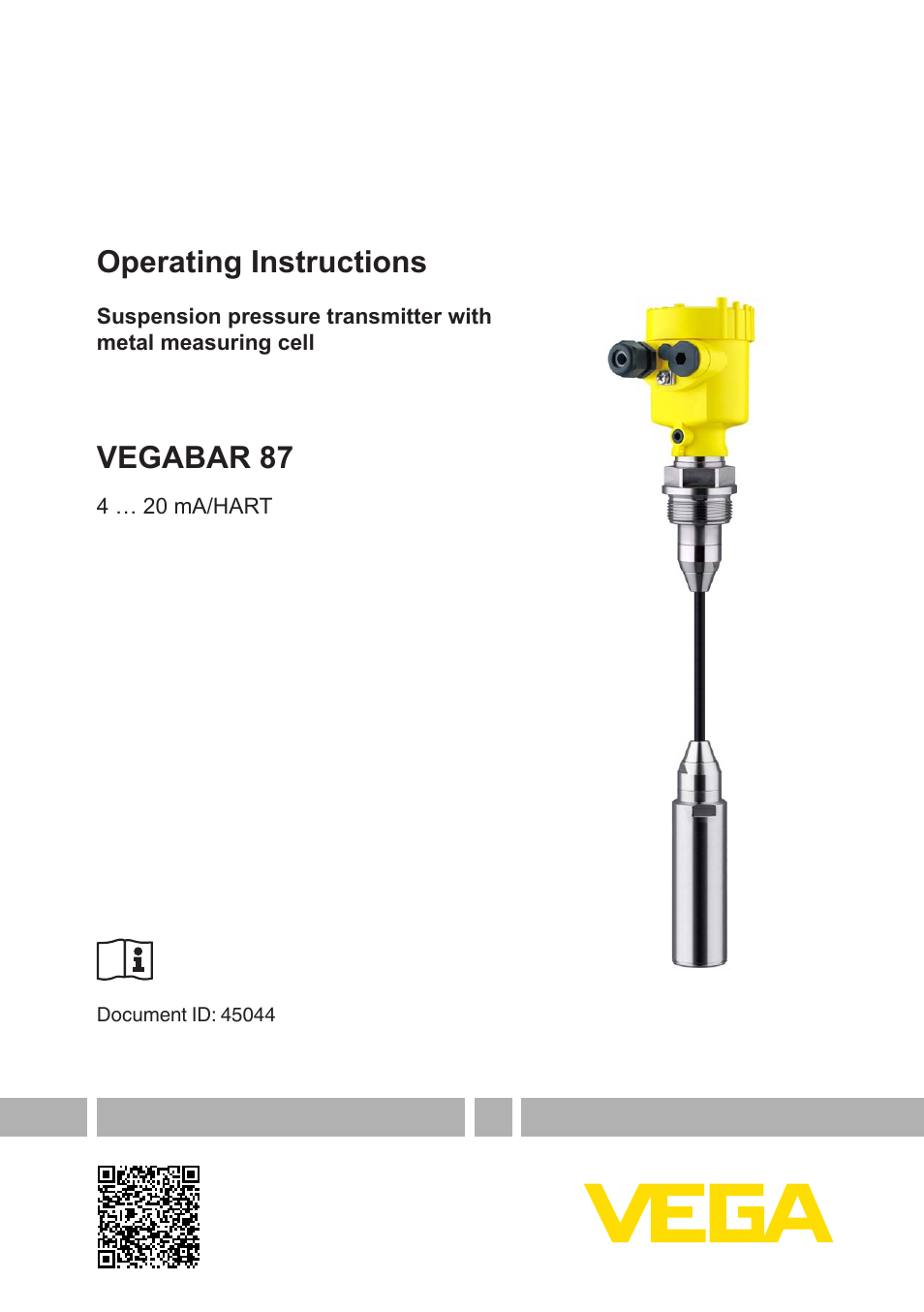 VEGA VEGABAR 87 4 … 20 mA_HART - Operating Instructions User Manual | 80 pages