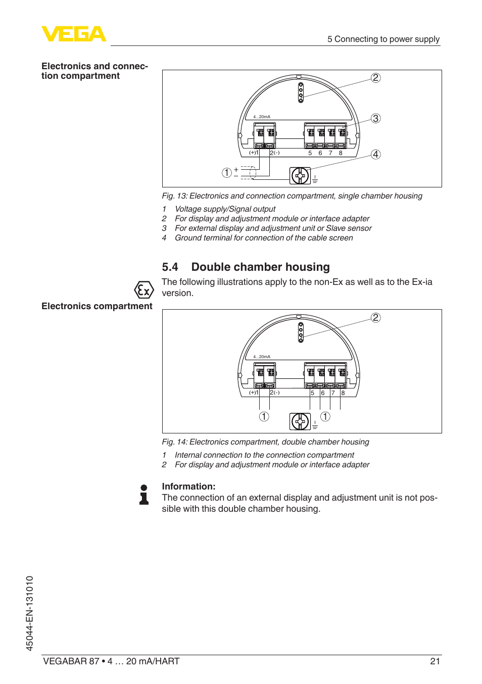 4 double chamber housing | VEGA VEGABAR 87 4 … 20 mA_HART - Operating Instructions User Manual | Page 21 / 80