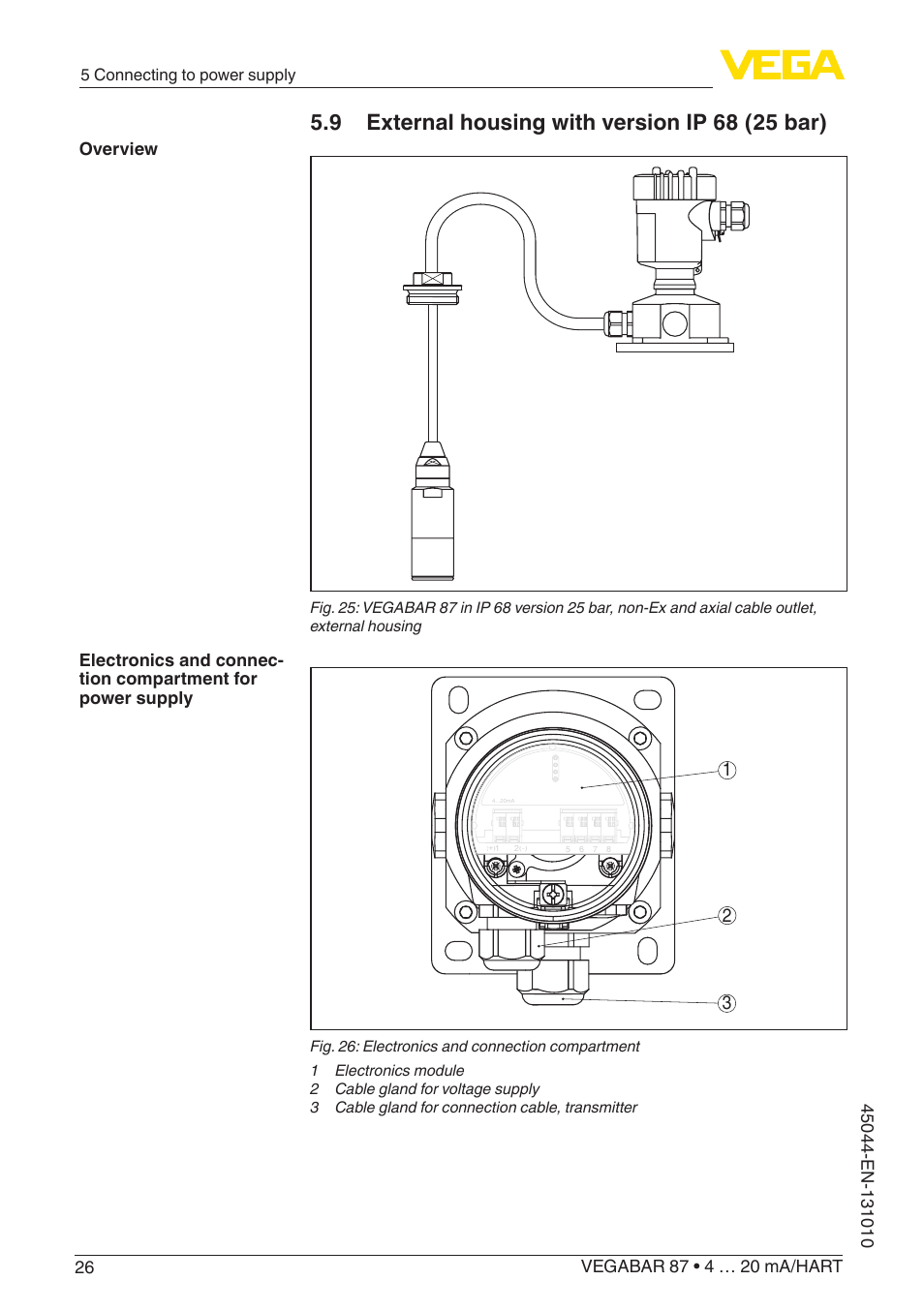 VEGA VEGABAR 87 4 … 20 mA_HART - Operating Instructions User Manual | Page 26 / 80