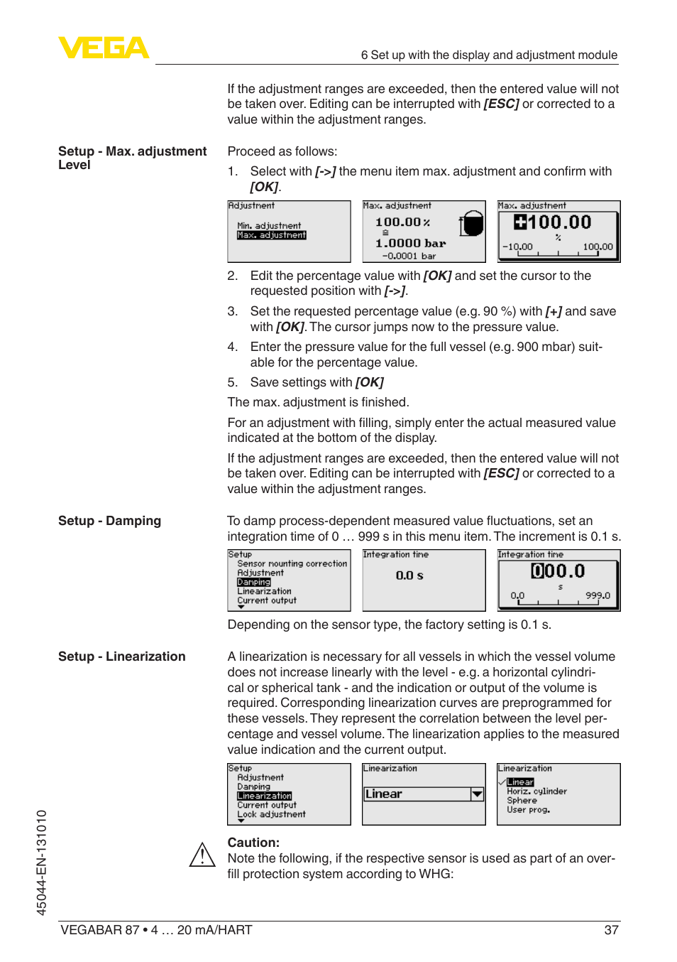VEGA VEGABAR 87 4 … 20 mA_HART - Operating Instructions User Manual | Page 37 / 80