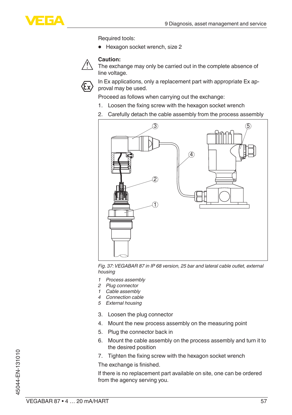 VEGA VEGABAR 87 4 … 20 mA_HART - Operating Instructions User Manual | Page 57 / 80