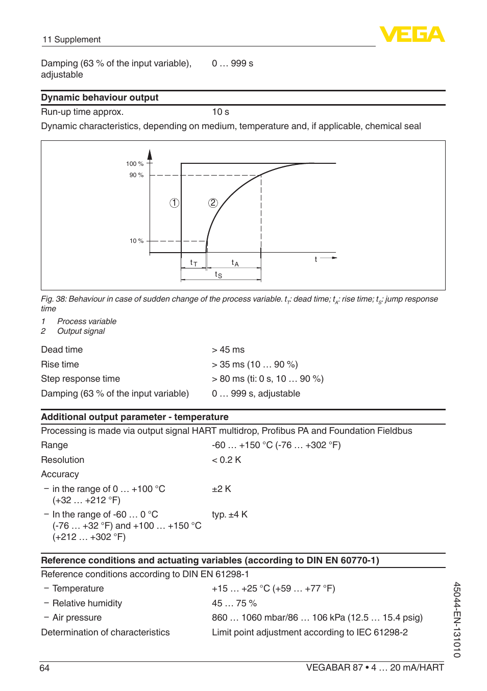 VEGA VEGABAR 87 4 … 20 mA_HART - Operating Instructions User Manual | Page 64 / 80