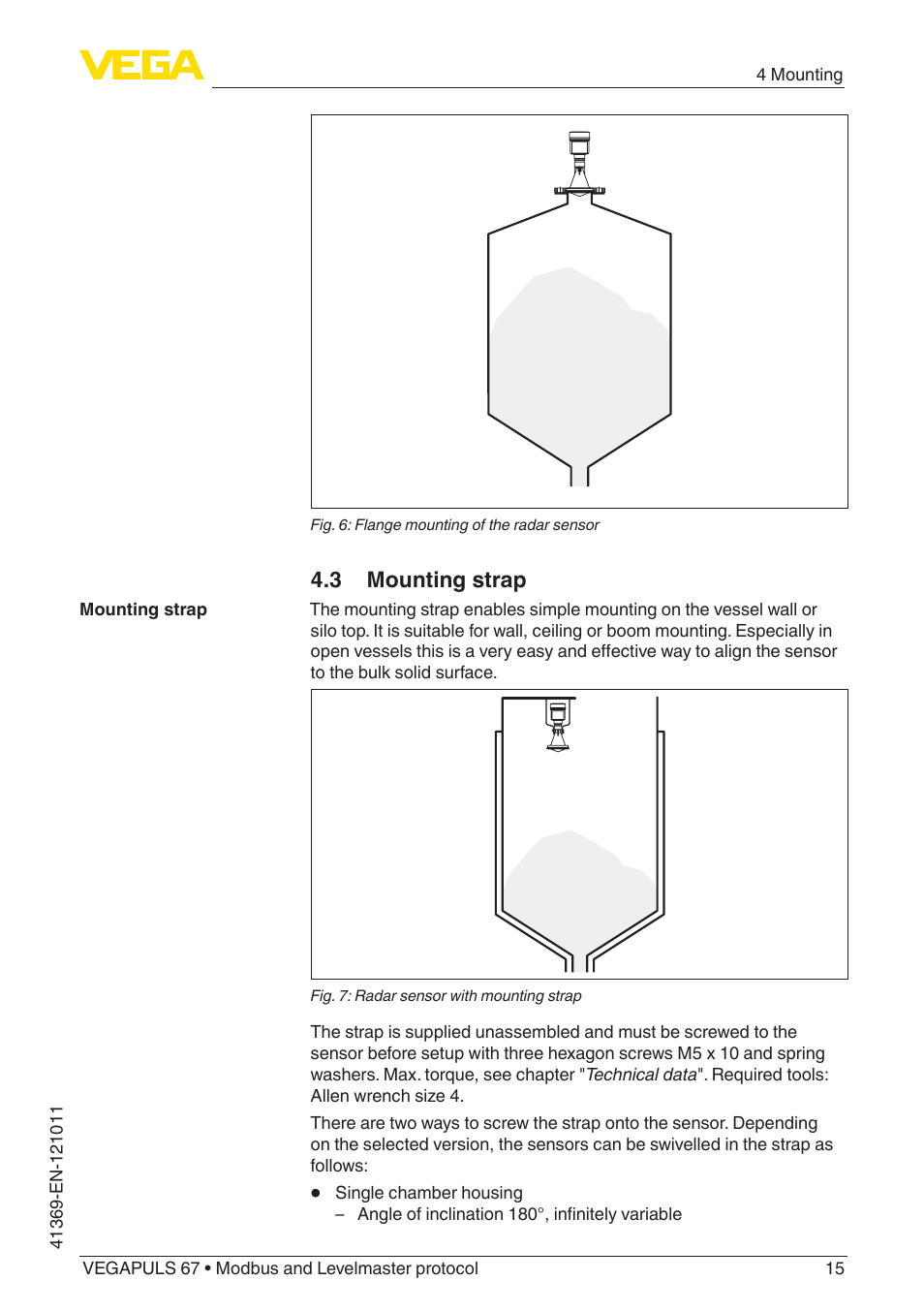 3 mounting strap | VEGA VEGAPULS 67 (≥ 2.0.0 - ≥ 4.0.0) Modbus and Levelmaster protocol User Manual | Page 15 / 84