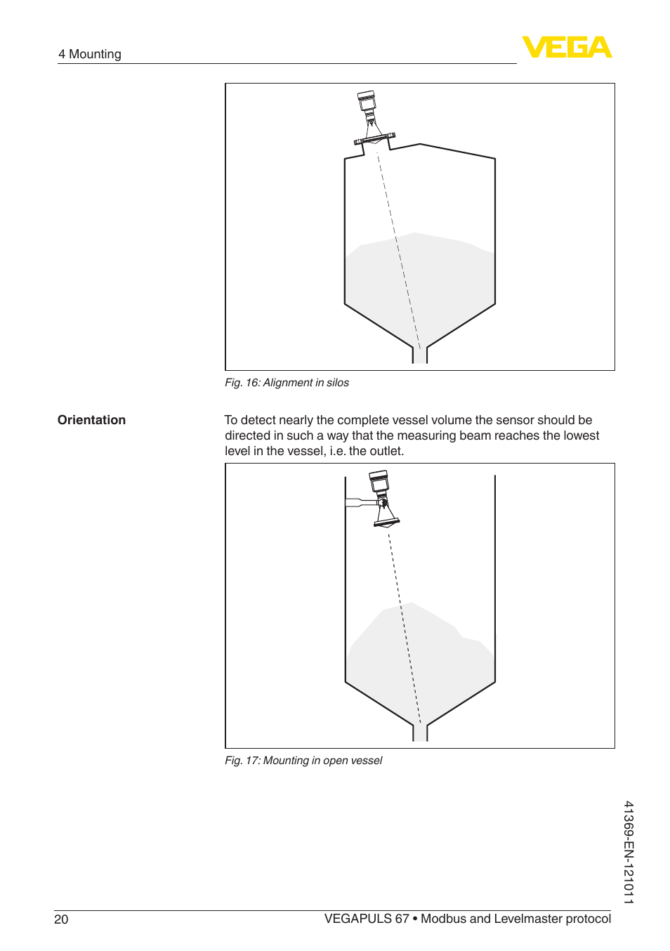 VEGA VEGAPULS 67 (≥ 2.0.0 - ≥ 4.0.0) Modbus and Levelmaster protocol User Manual | Page 20 / 84