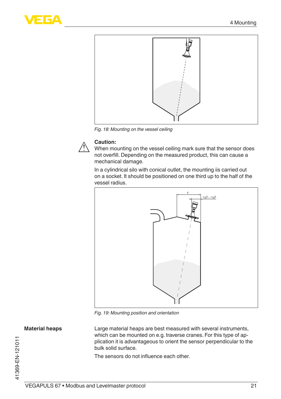 VEGA VEGAPULS 67 (≥ 2.0.0 - ≥ 4.0.0) Modbus and Levelmaster protocol User Manual | Page 21 / 84