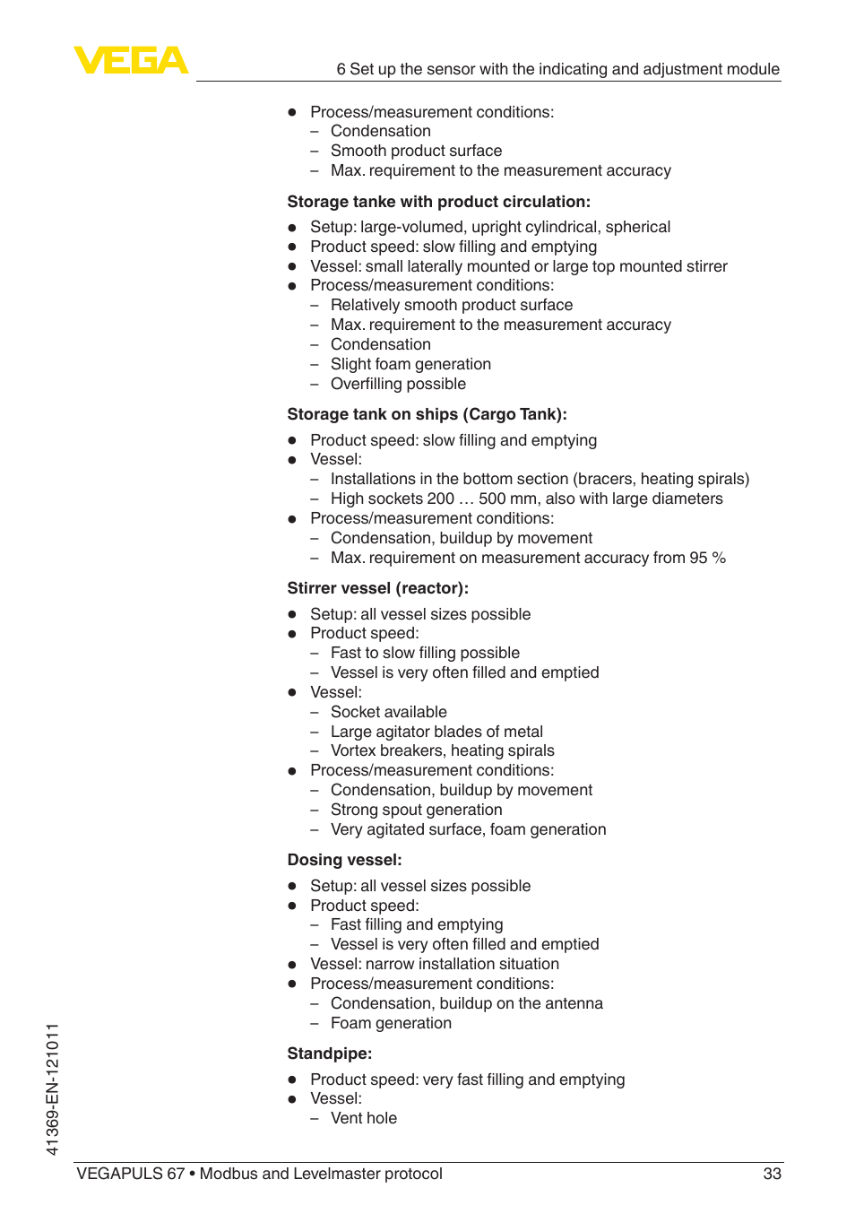 VEGA VEGAPULS 67 (≥ 2.0.0 - ≥ 4.0.0) Modbus and Levelmaster protocol User Manual | Page 33 / 84