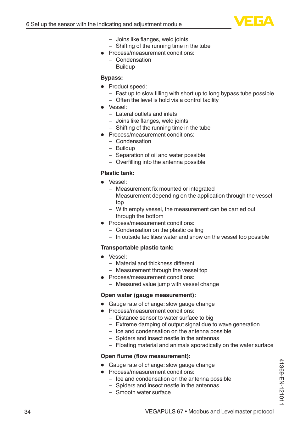 VEGA VEGAPULS 67 (≥ 2.0.0 - ≥ 4.0.0) Modbus and Levelmaster protocol User Manual | Page 34 / 84