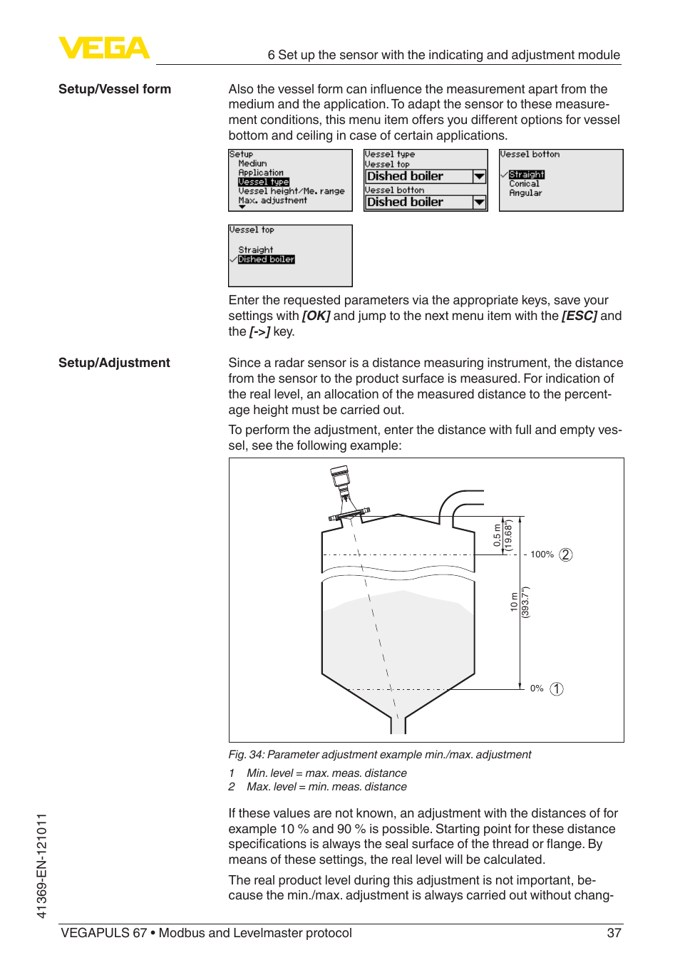 VEGA VEGAPULS 67 (≥ 2.0.0 - ≥ 4.0.0) Modbus and Levelmaster protocol User Manual | Page 37 / 84