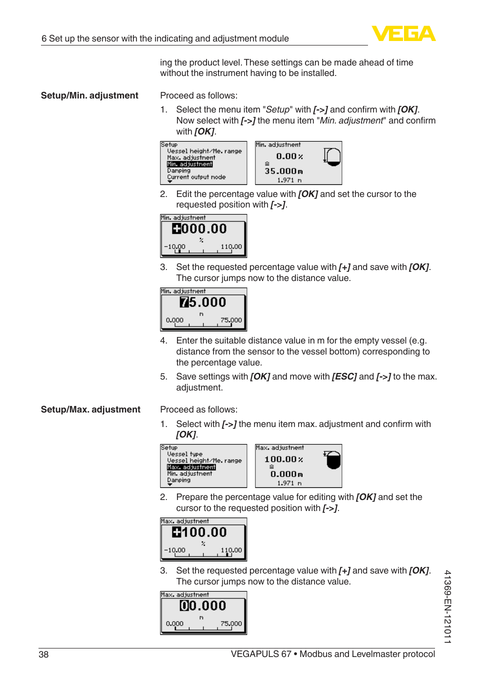 VEGA VEGAPULS 67 (≥ 2.0.0 - ≥ 4.0.0) Modbus and Levelmaster protocol User Manual | Page 38 / 84