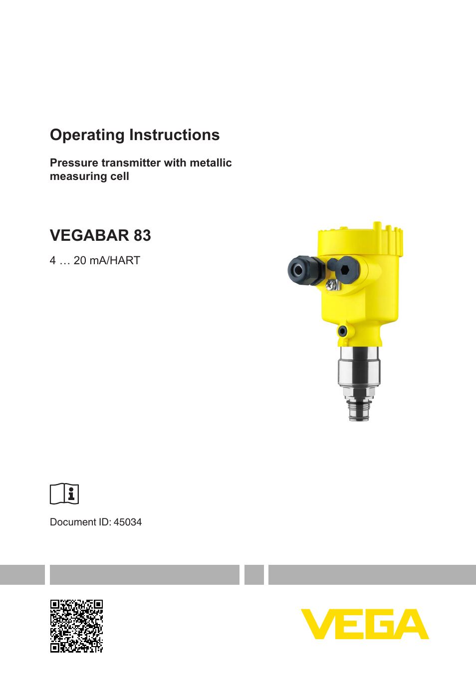 VEGA VEGABAR 83 4 … 20 mA_HART - Operating Instructions User Manual | 88 pages
