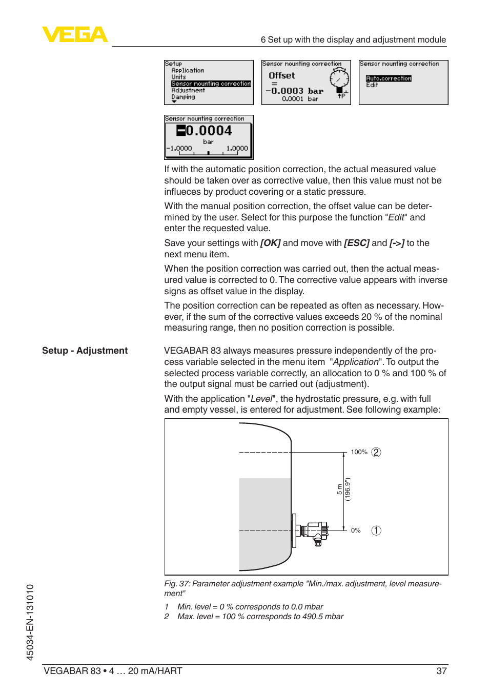 VEGA VEGABAR 83 4 … 20 mA_HART - Operating Instructions User Manual | Page 37 / 88